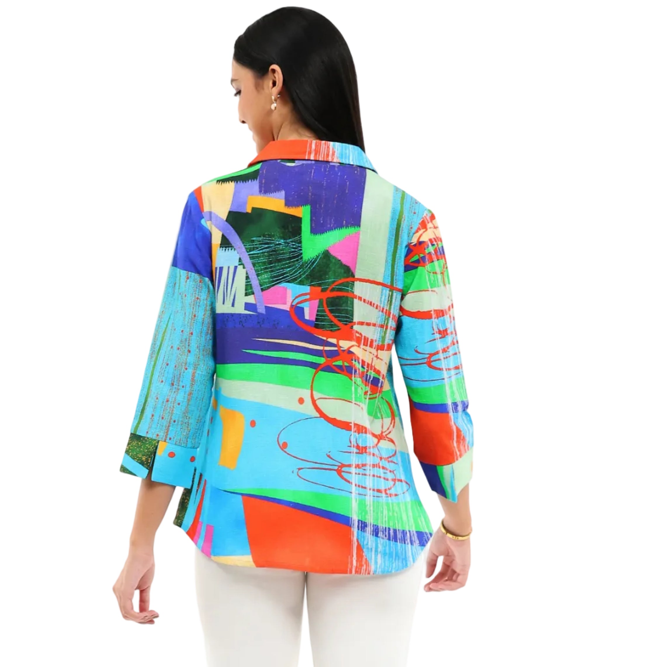 Parsley & Sage Gracie 3/4 sleeve Woven Collared Shirt (26T06G)(Multi)