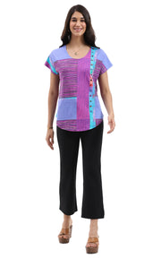 Parsley & Sage Lexi Short Sleeve Sublimated Color block Top (26T11B60)