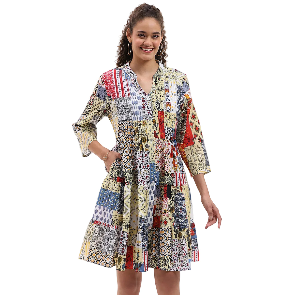 Parsley & Sage Floral Color block Tiered Thelma Dress (26T19D2)