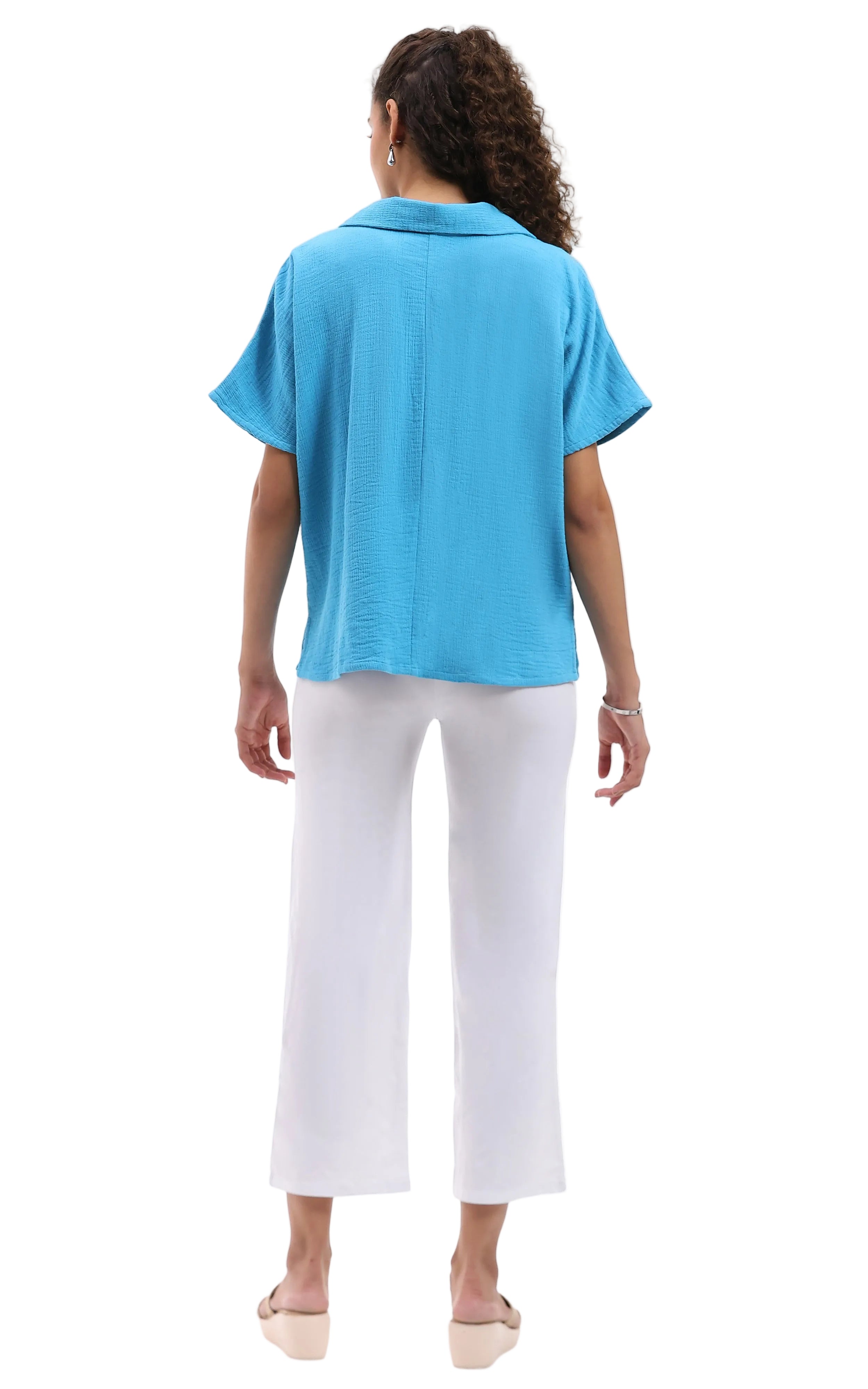 Parsley & Sage Shawn Short Sleeve Zipper Top (26T40B2)(Ocean)