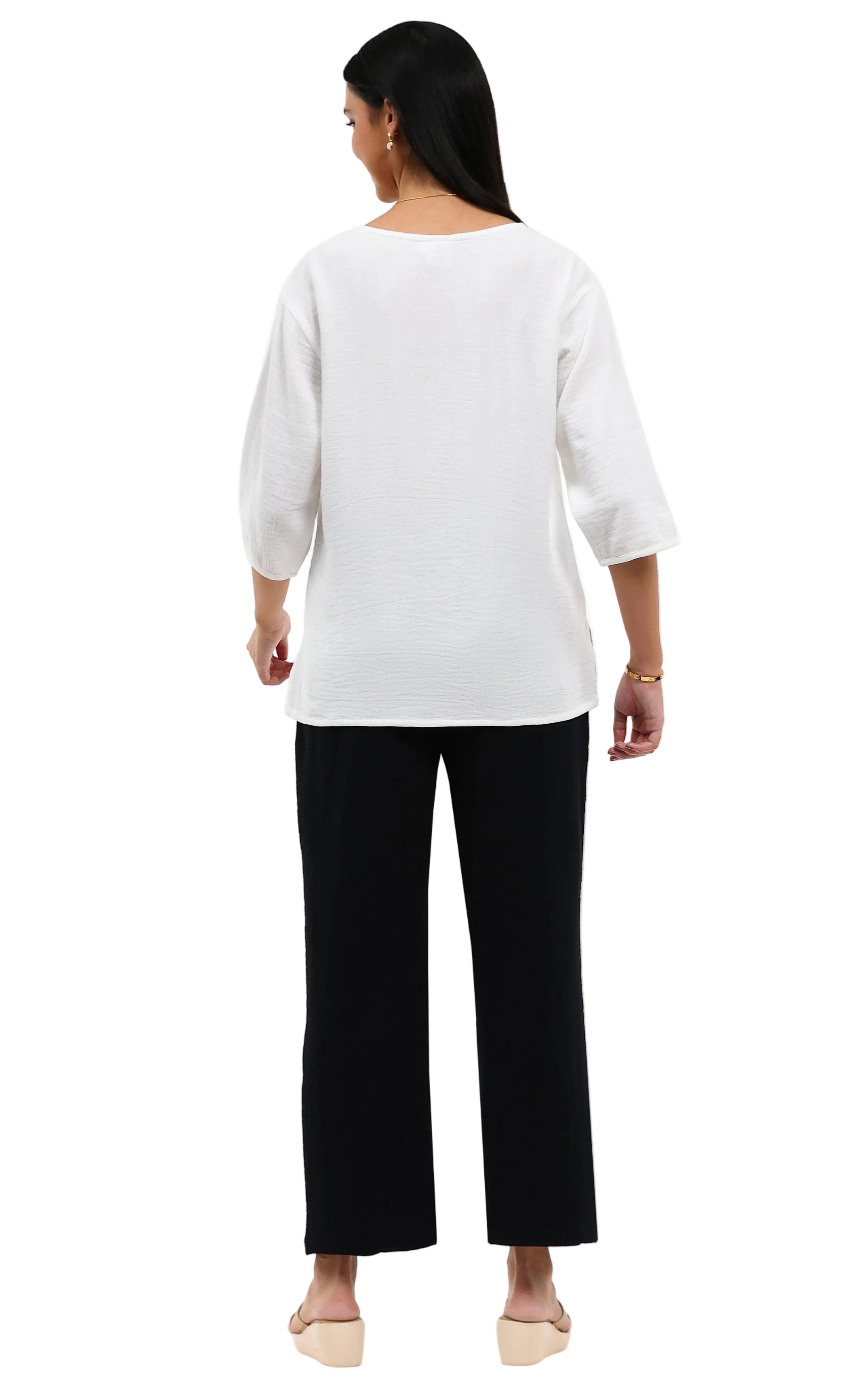 Parsley & Sage Shawn Short Sleeve Top (26T40C)(White )