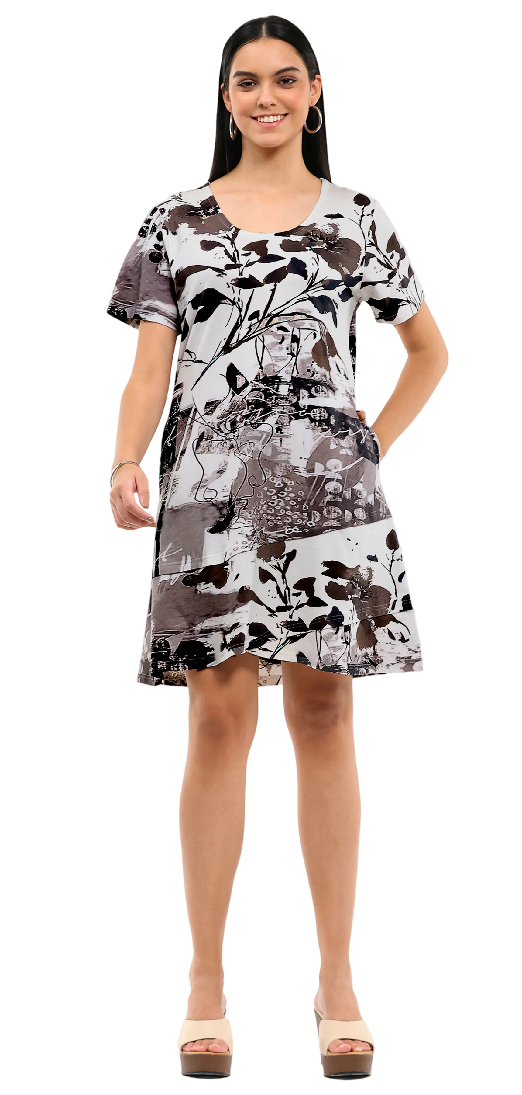 Parsley & Sage Ginger Short Sleeve Stretch  knit Dress (26T44D)(Multi)