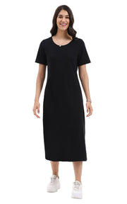 Parsley & Sage Frida Solid Short Sleeve Dress (26T50D1)(Black)
