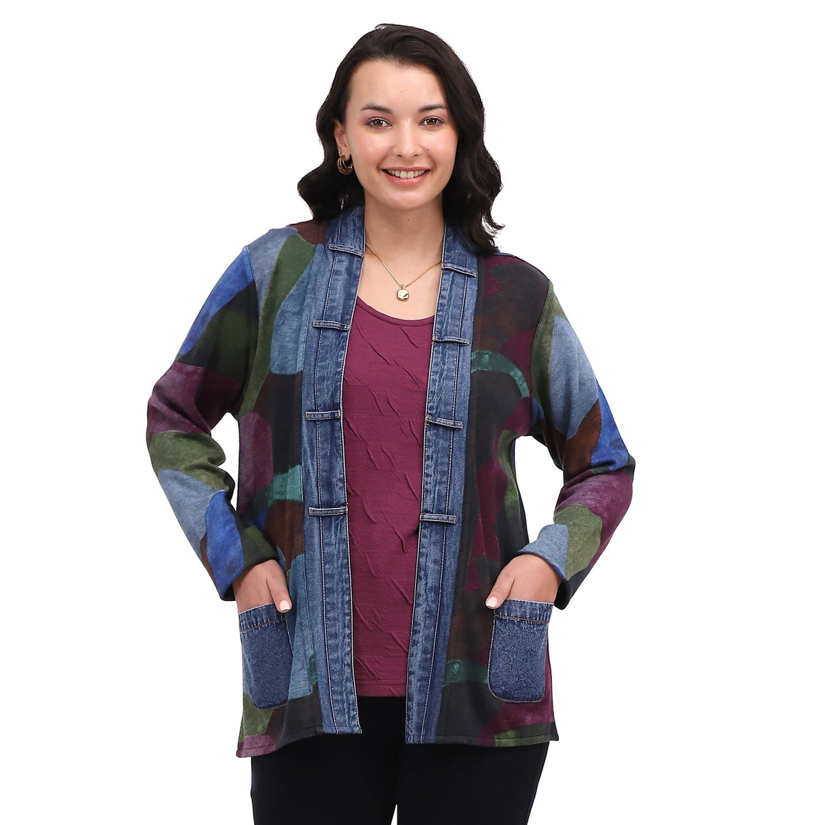 Parsley & Sage Jackie Reversible Open Front Top (26W255E26)