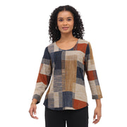 Parsley & Sage Kacey Patchwork Print Top (26W257C33)
