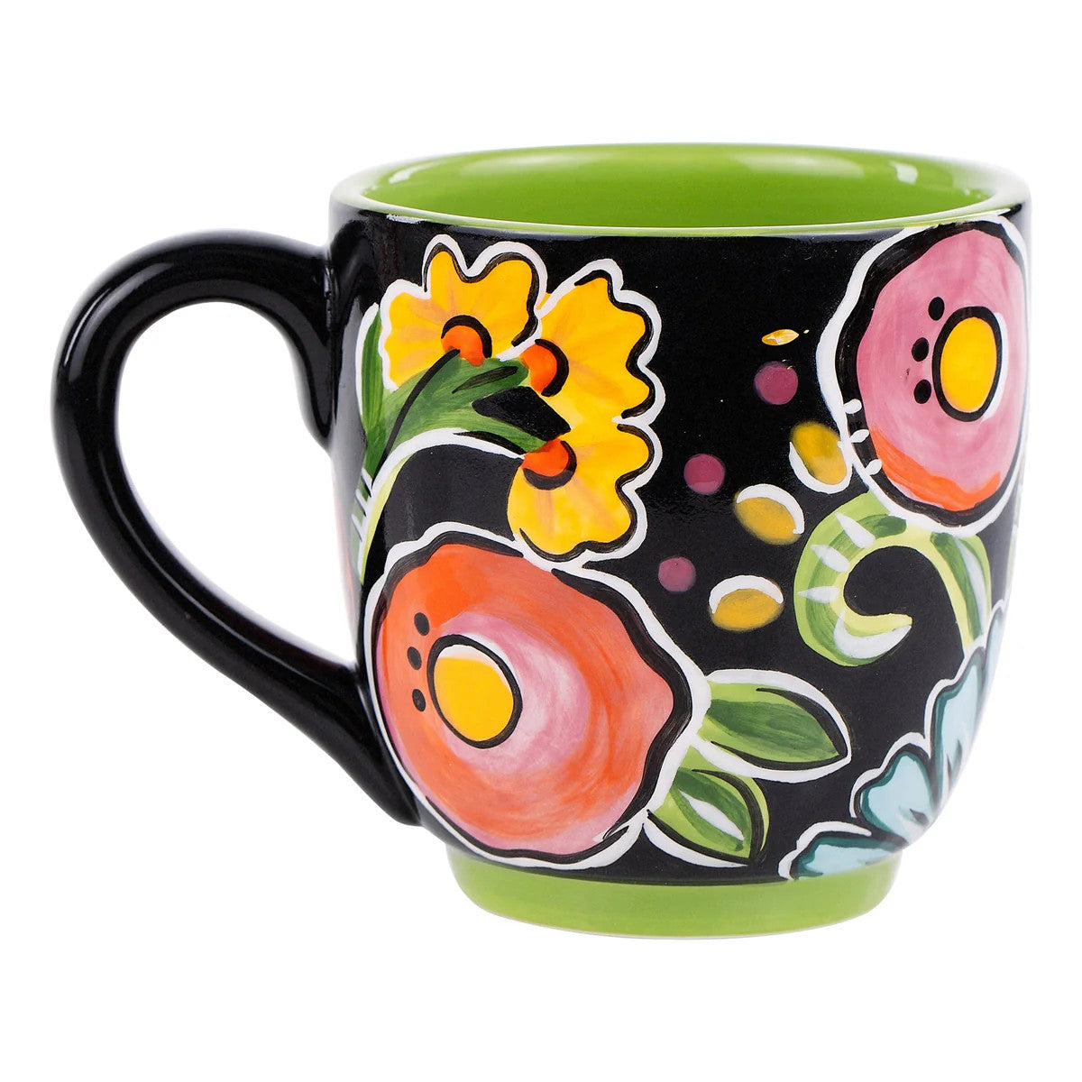 Glory Haus Black Floral Ceramic Mug