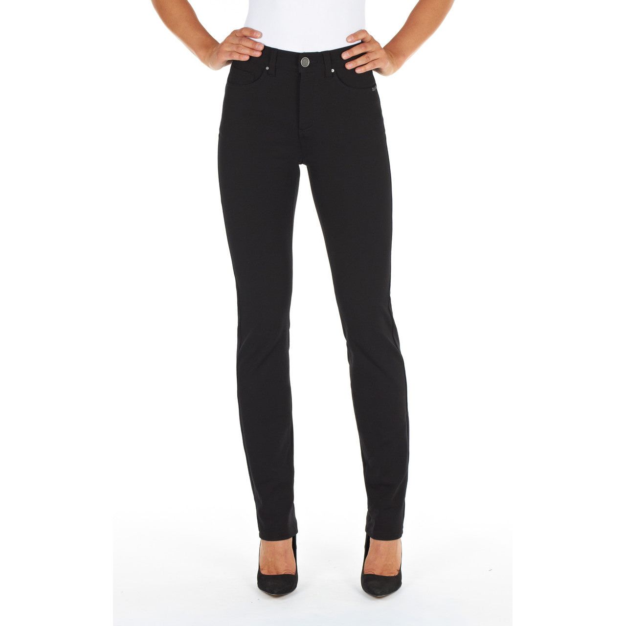 Olivia  Fit


?â??¢Designed for women with balanced proportions from waist to hip


?â??¢Sits just below the navel at natural waist 


?â??¢Traditional one button jean with front zipper 


?â??¢Belt loops 


?â??¢Comfort wonderwaist waistband 


?â??¢2 front pockets with a watch pocket 


?â??¢2 back patch pockets with embroidery detail 


?â??¢New Ponte di Roma Fabric- 69% cotton 27% nylon 4% spandex 


?â??¢Soft hand knit fabrication
