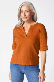 Habitat Cotton Pebble Split Neck Paprika Tee (27521)