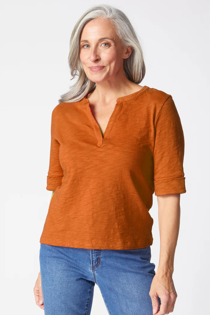 Habitat Cotton Pebble Split Neck Paprika Tee (27521)