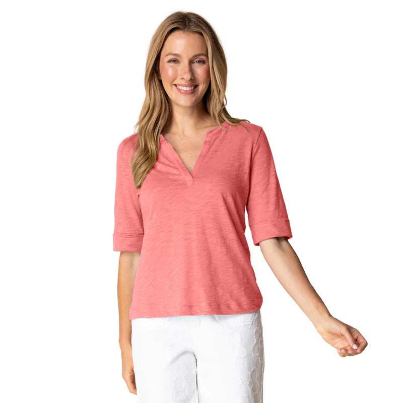 Habitat Cotton Pebble Split Neck Tee (27521)(Multiple Colors )