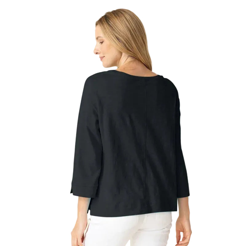 Habitat Cotton Pebble Cover Stitch Boatneck Top (27522) (Black)