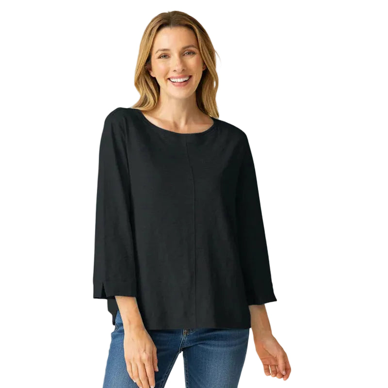 Habitat Cotton Pebble Cover Stitch Boatneck Top (27522) (Black)