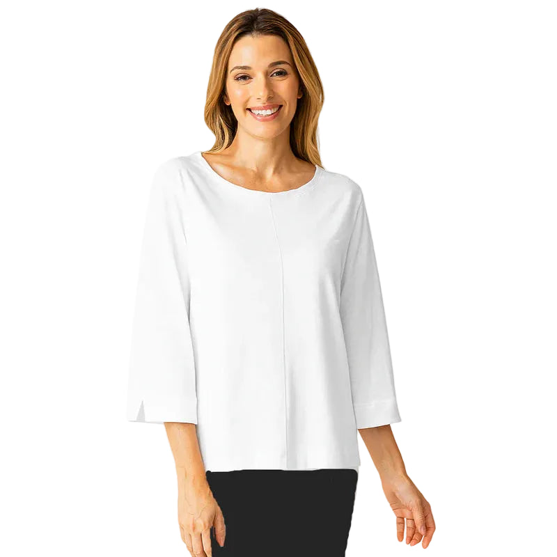 Habitat Cotton Pebble Cover Stitch Boatneck Top (27522) (Winter White)