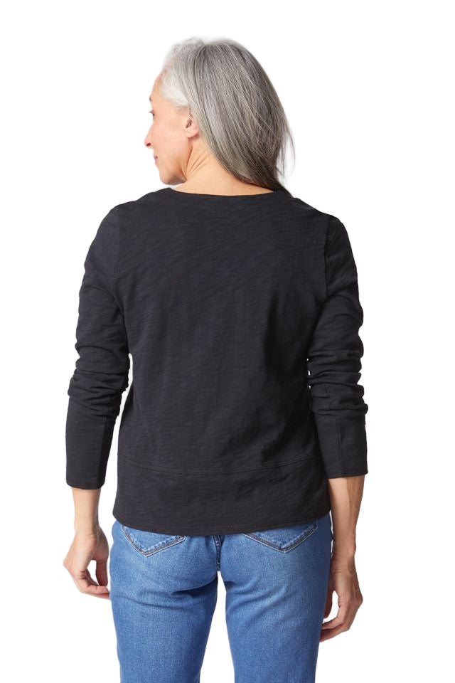 Habitat Pebble Seamed Long Sleeve Black Tee (27555)