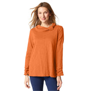 Habitat Cotton Pebble Cowl Neck Solid Paprika Tunic (27556)