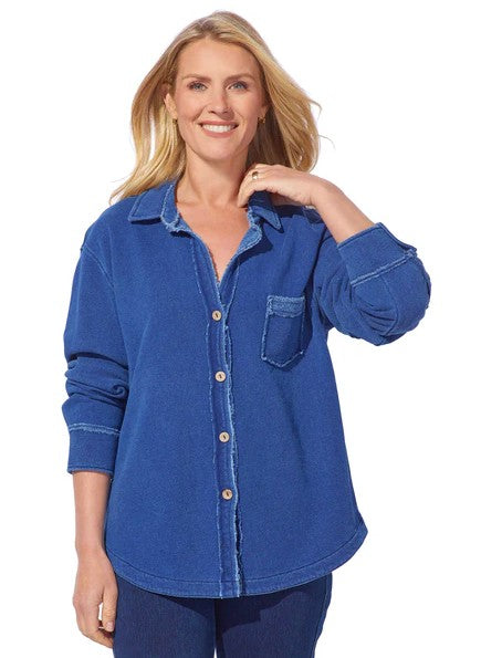 Escape Color Wash Terry Anywhere Mid Wash Shacket (28095)
