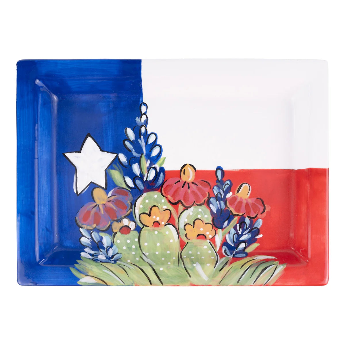 Glory Haus Ceramic Texas Flag Wildflower Trinket Tray