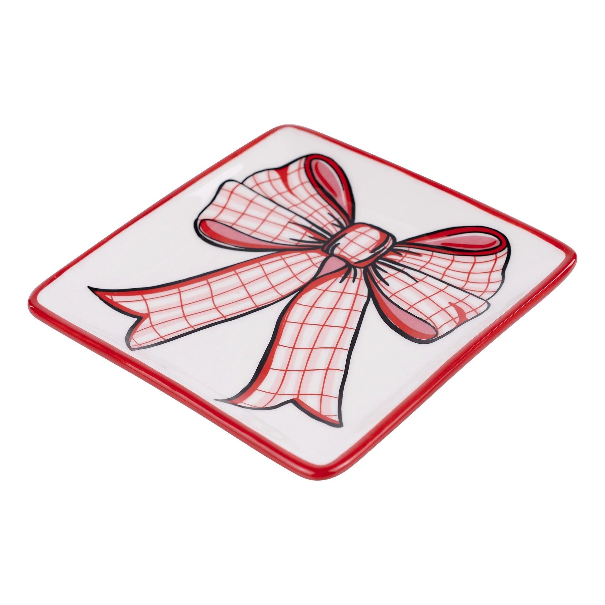 Glory Haus Red/Pink Bow Ceramic Trinket Tray