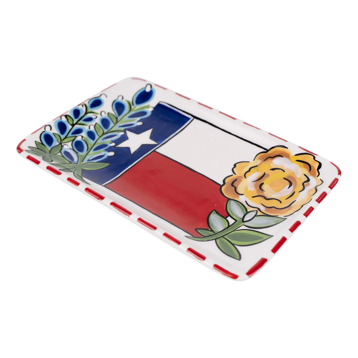 Glory Haus Ceramic Texas Flag and Yellow Rose Trinket Tray (28183707)