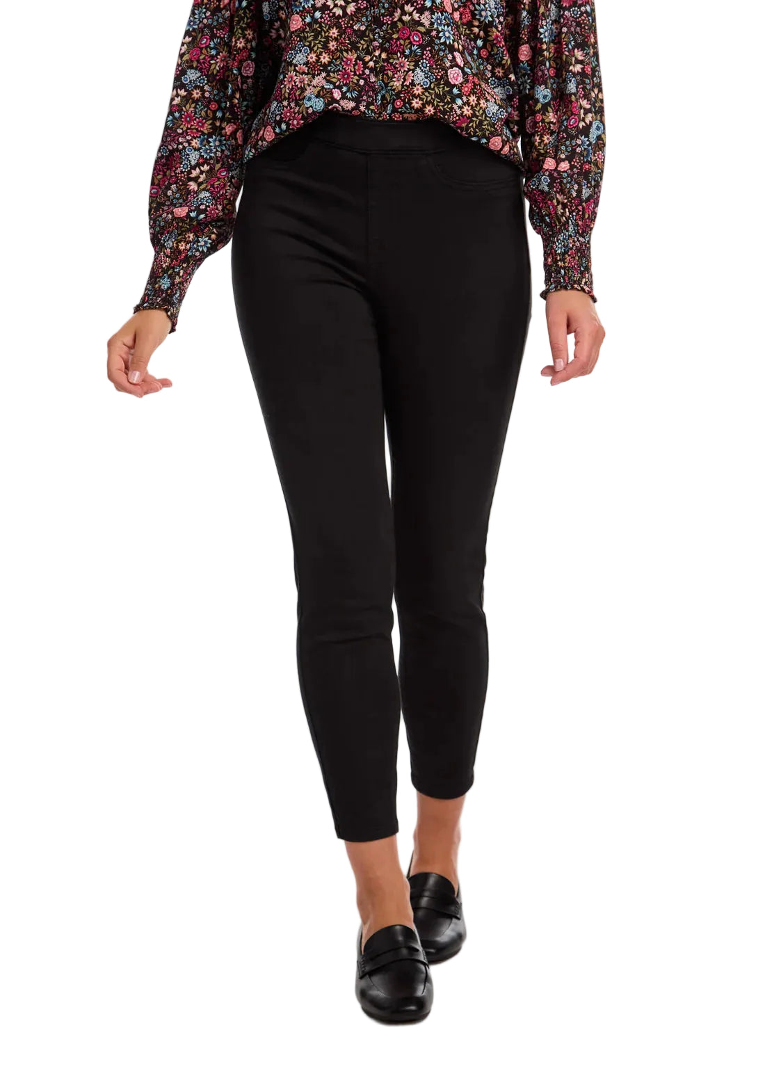 FDJ French Dressing Euro Twill Pull-On Slim Ankle Jeans (Black)(2858511)
