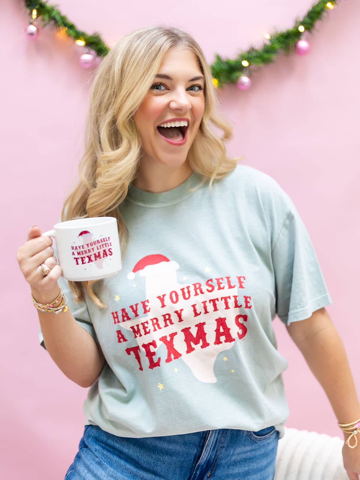 Merry Little Texmas Christmas Western Tee - Bay