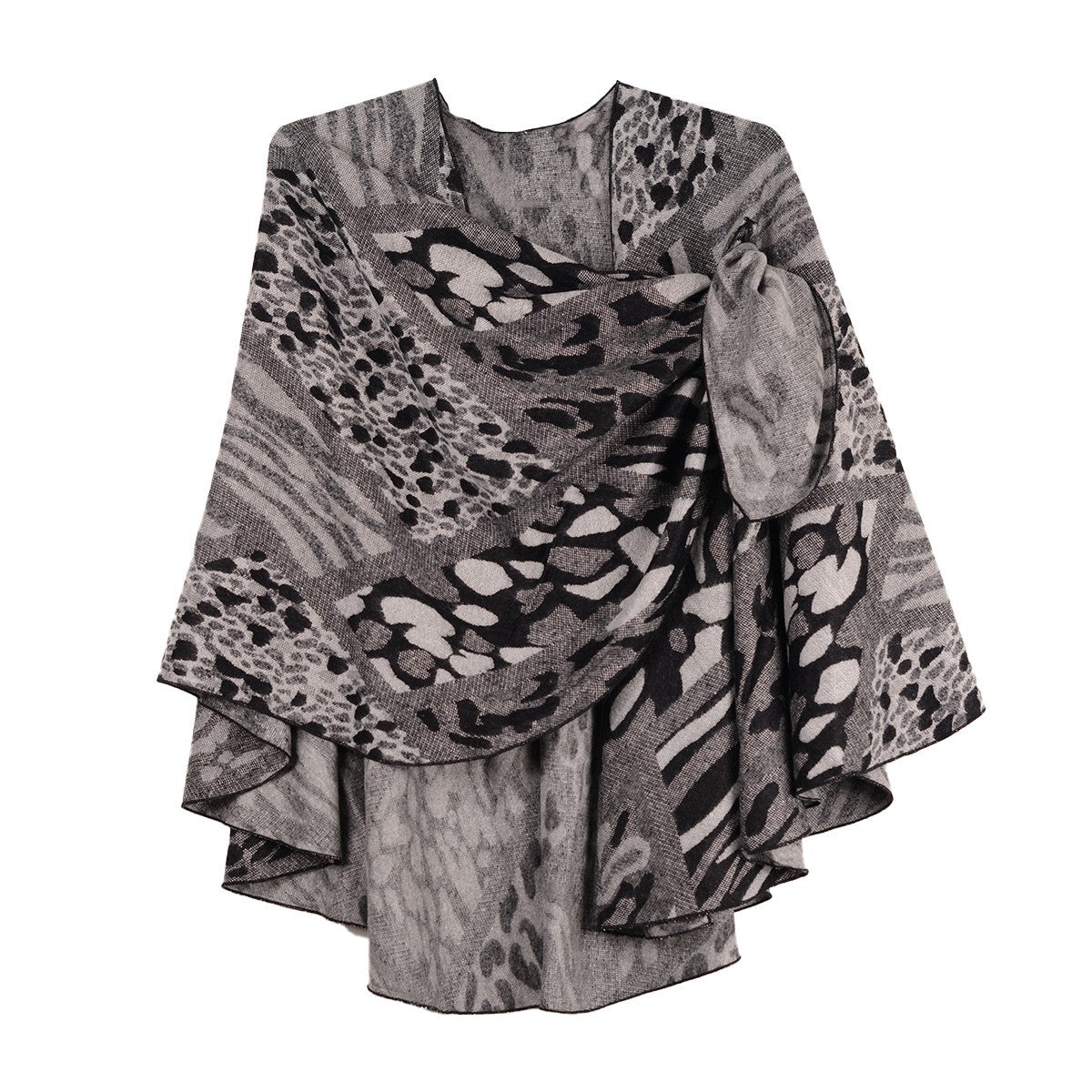 Rapti 100% Cashmere Reverse Loop Shawl (#28) GRY/BLK/WHT