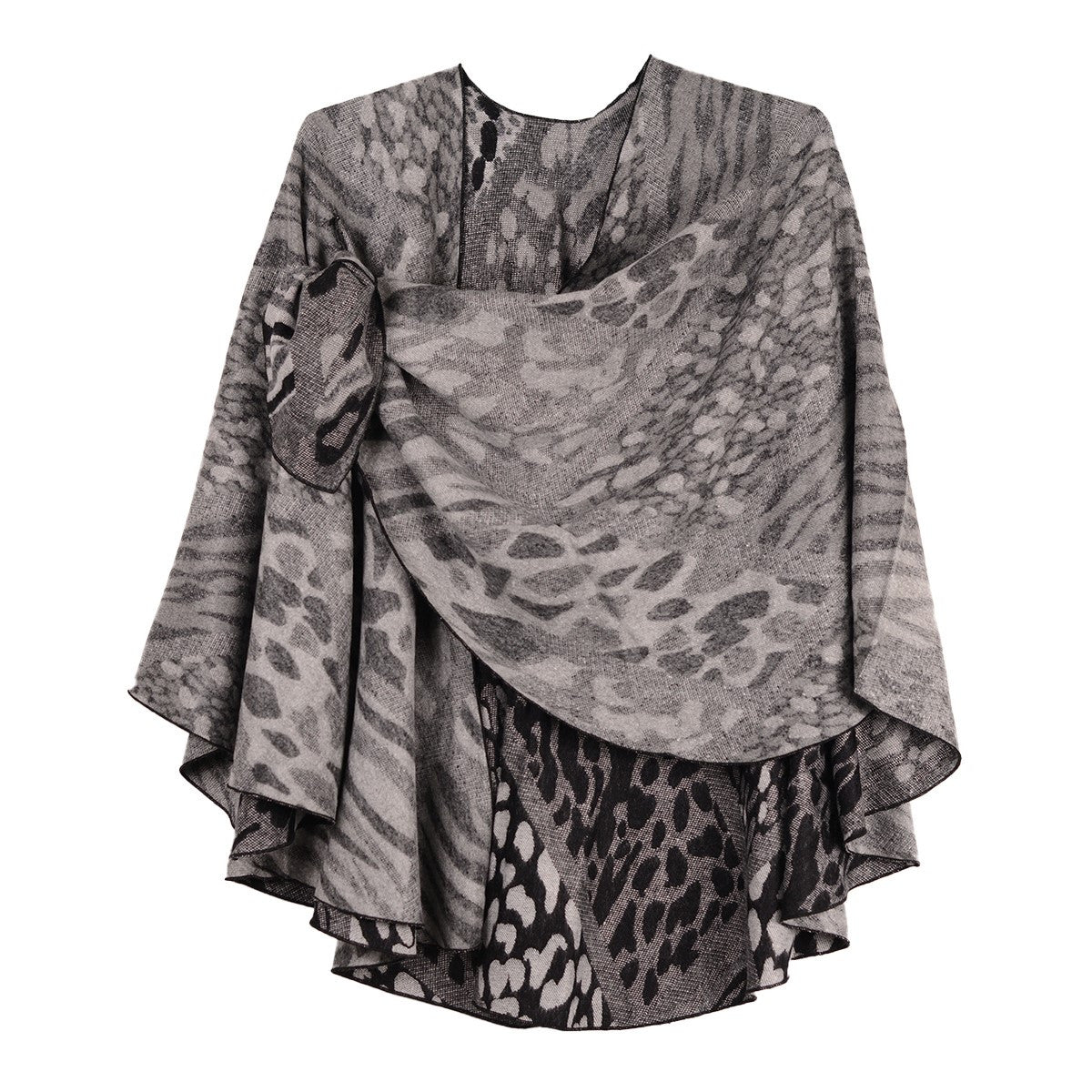 Rapti 100% Cashmere Reverse Loop Shawl (#28) GRY/BLK/WHT