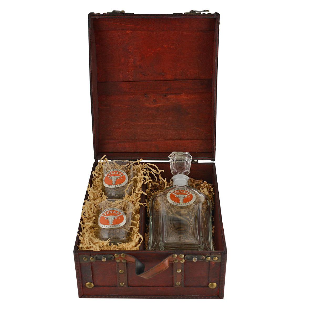 Heritage Captain chest with Decanter and  2 old fashion tumblers (3 Piece Set)