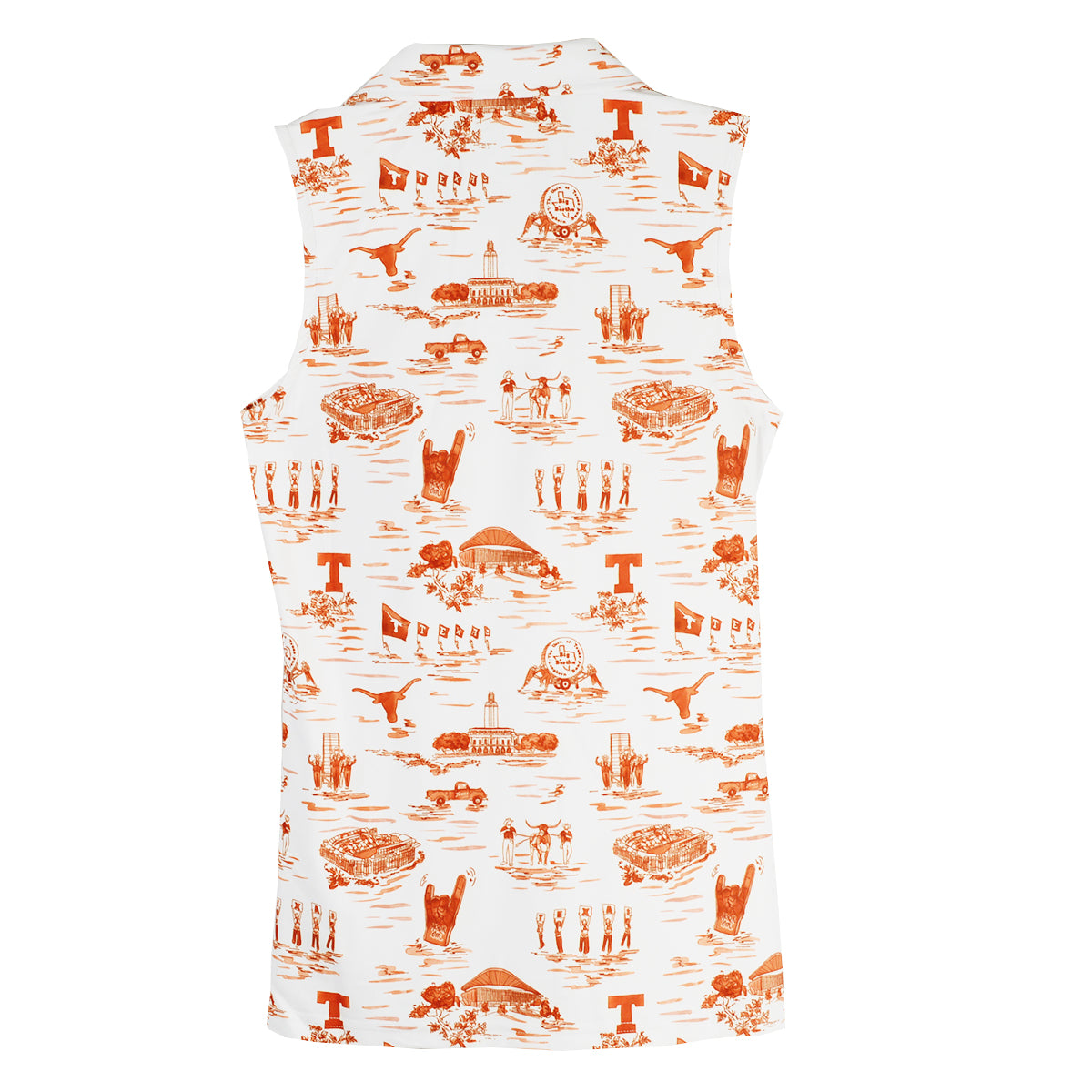 Texas Longhorn Smith And Quinn Alice Sleeveless Polo (30056) (Burnt Orange/White)