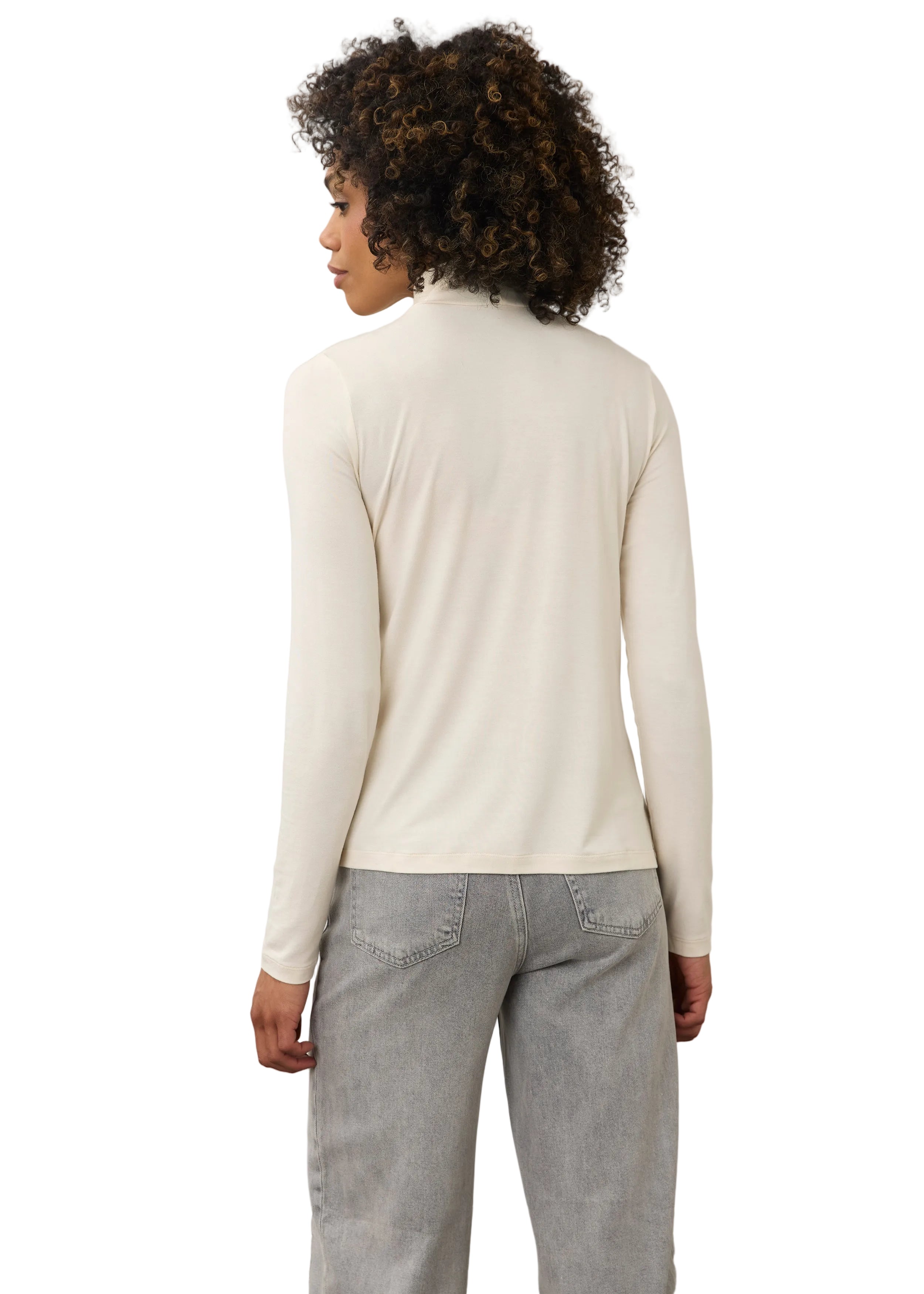 FDJ French Dressing Mock Neck Long Sleeve Top  (3056756)(Cream)