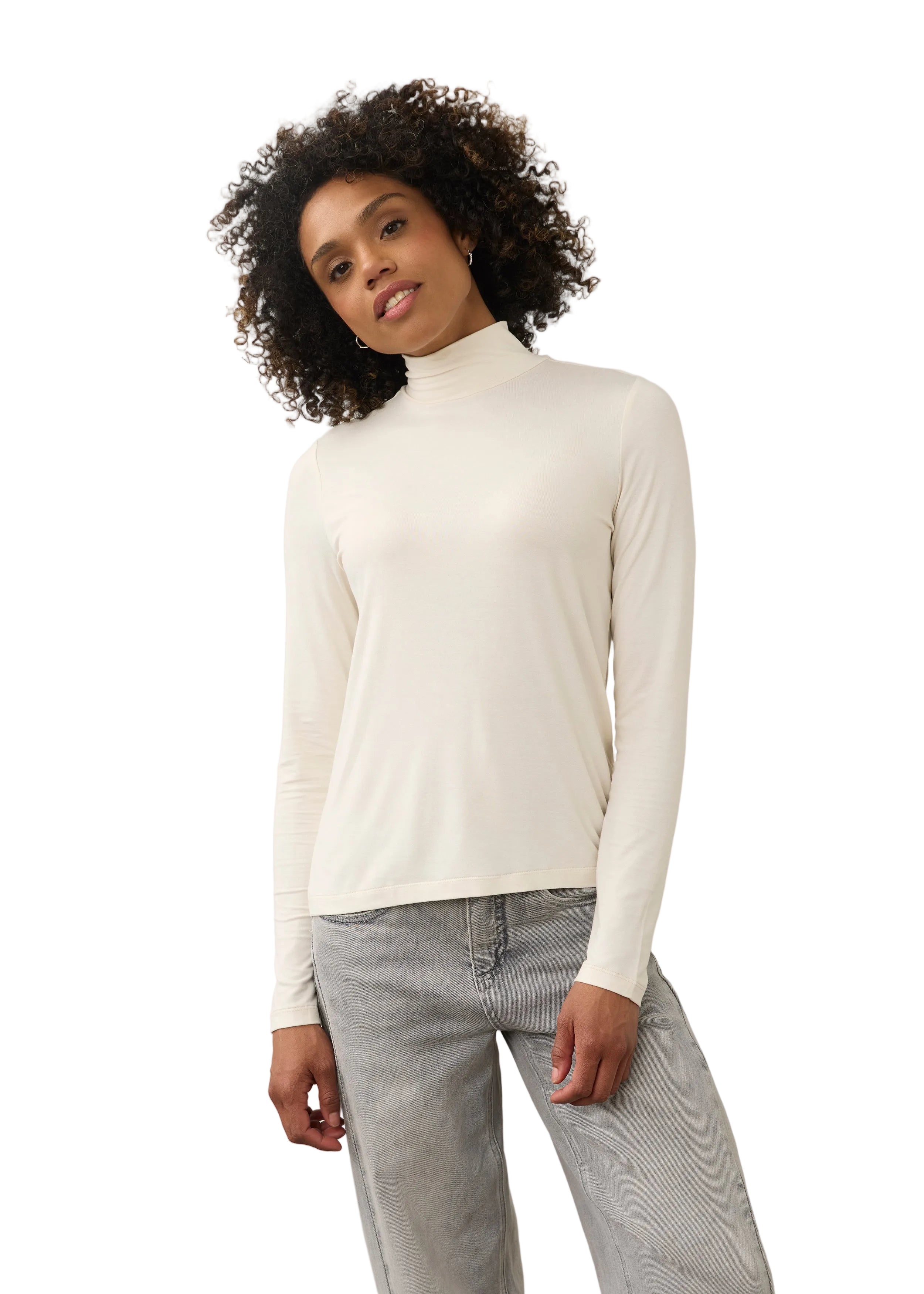 FDJ French Dressing Mock Neck Long Sleeve Top  (3056756)(Cream)