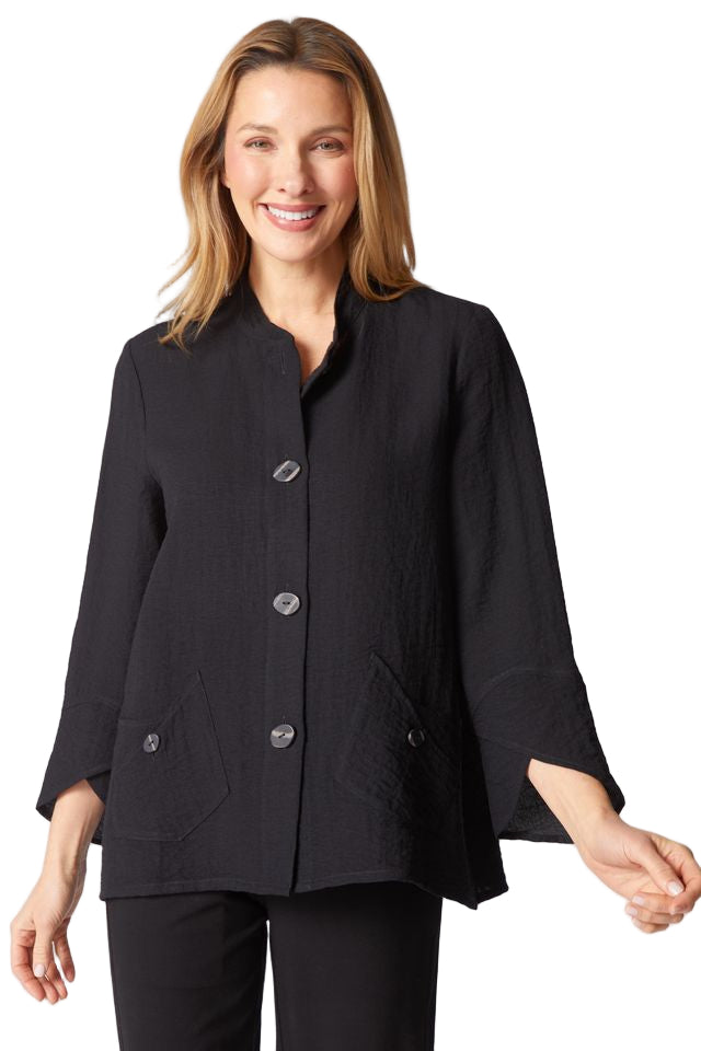 Habitat Express Tulip Sleeve Solid Black Jacket