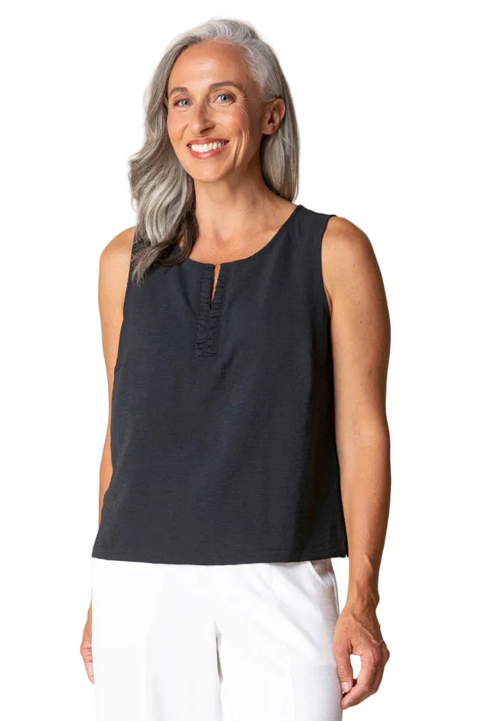 Habitat Destination Unknown Shirred Neckline Hamilton Tank (Black)(30651)