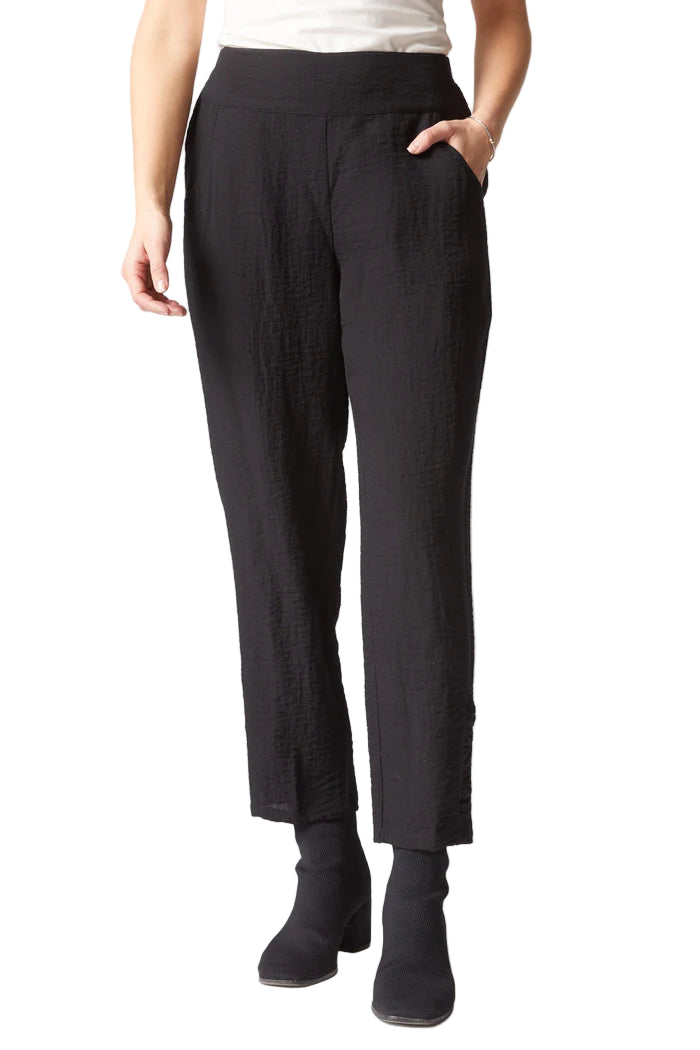 Habitat Express Ruched Solid Black Ankle Pant
