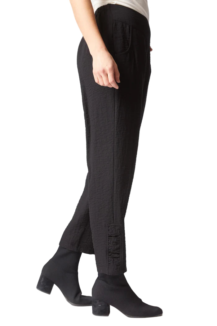 Habitat Express Ruched Solid Black Ankle Pant