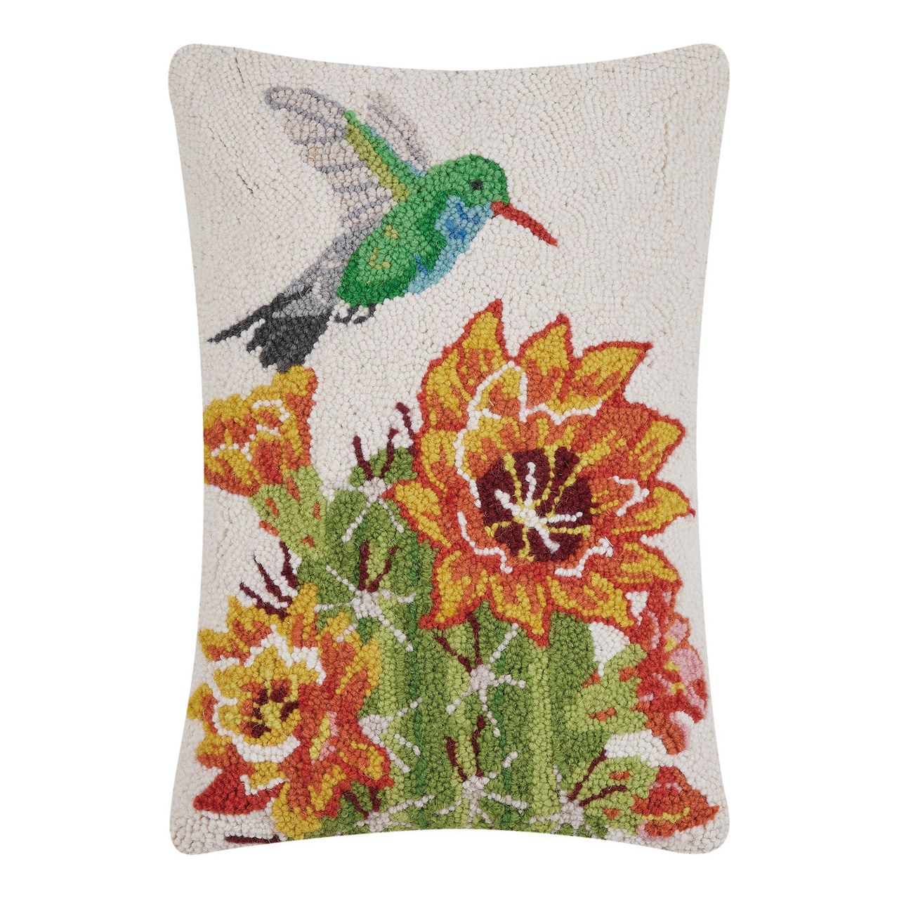 Hummingbird Cactus Hook Pillow