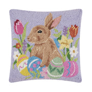 Peking Handicraft Lavender Bunny With Eggs Hook Pillow (16 X 16)