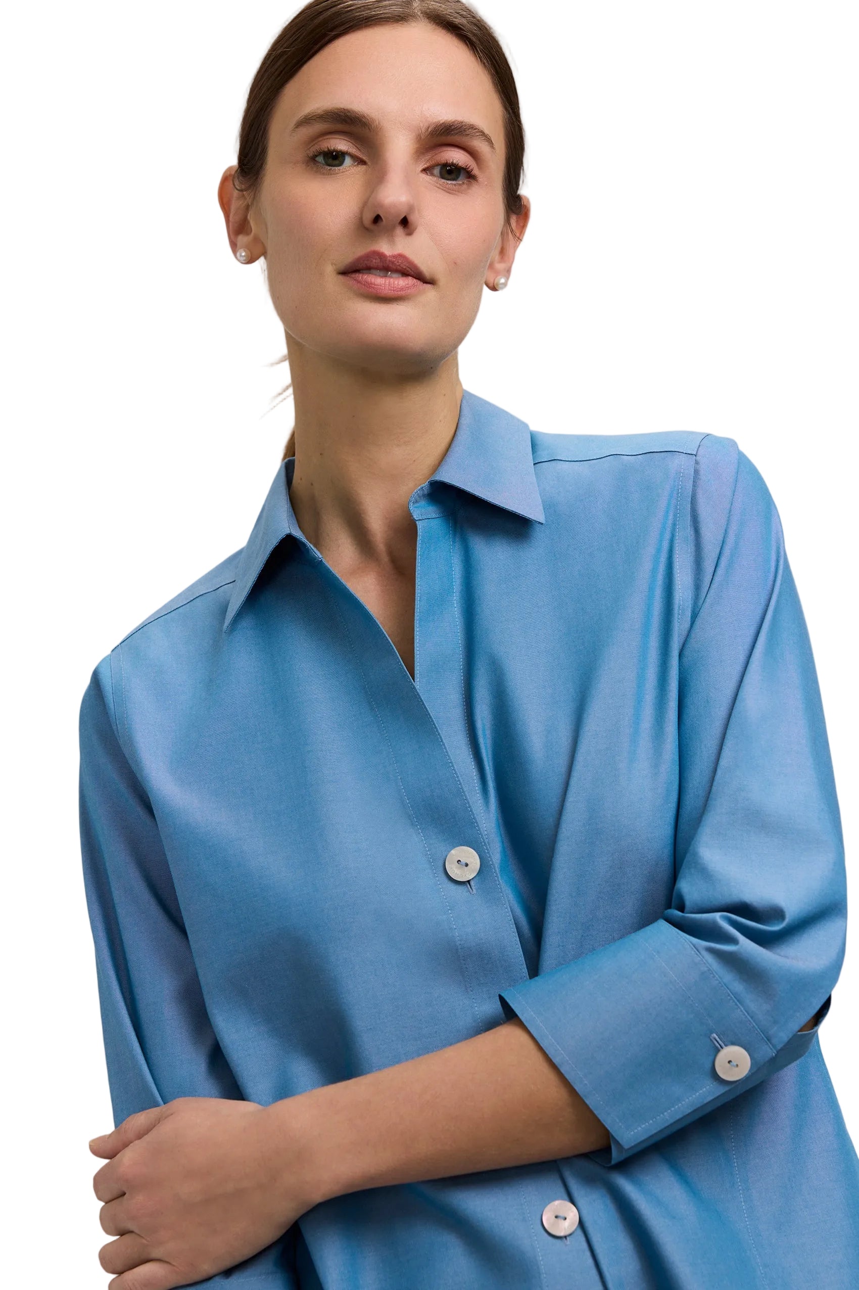 Foxcroft Paityn Essential Shirt (158998) (Soft Indigo)