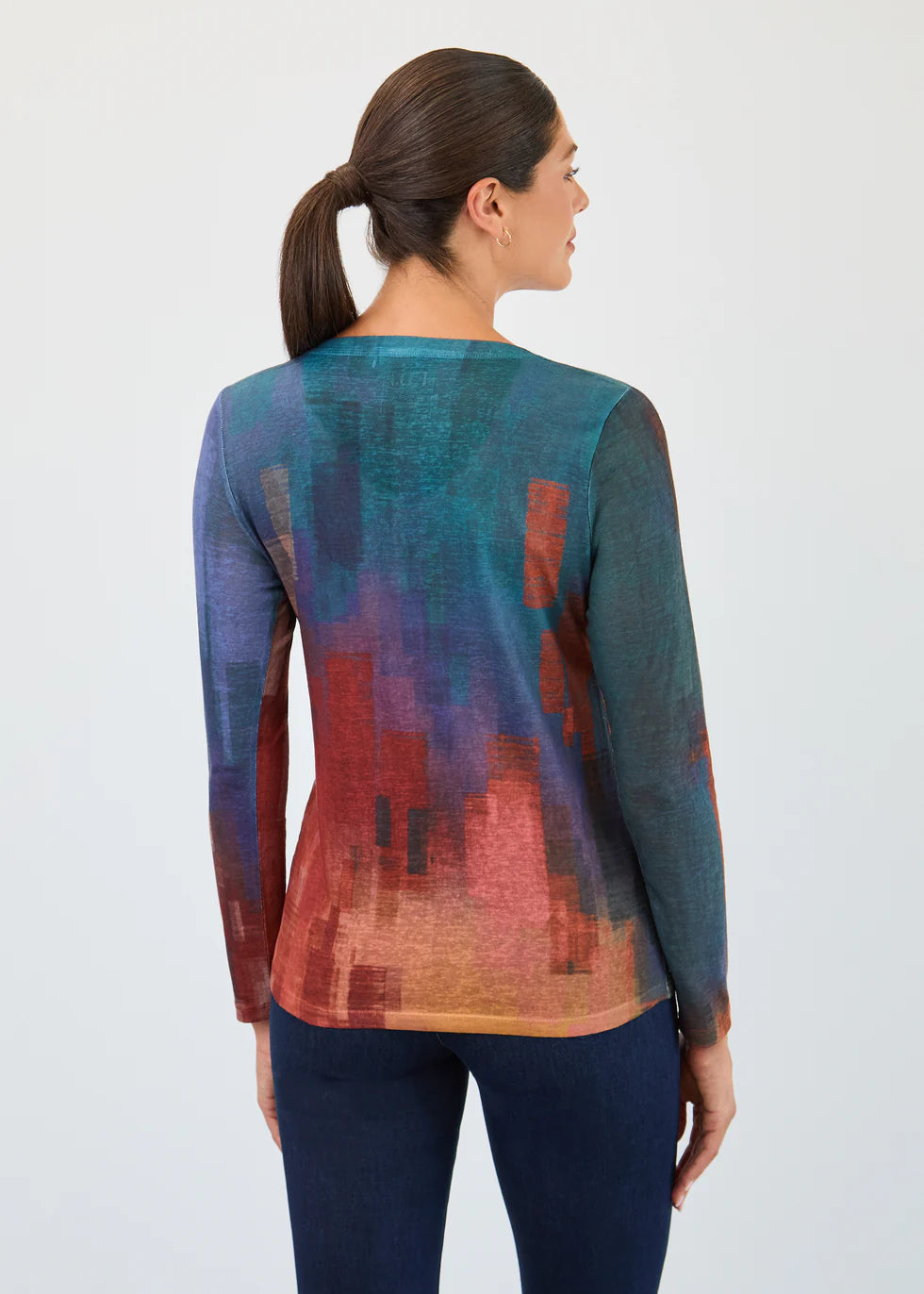 FDJ French Dressing Long Sleeve Notch Neck Top (3332451) (Embers)
