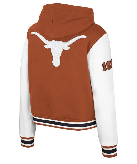 Texas Longhorn Colosseum Ladies Bedford Falls Knit Letterman Jacket (BO/WHT/)