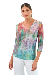 FDJ French Dressing 3/4 sleeve Floral Blur Top (3139451)