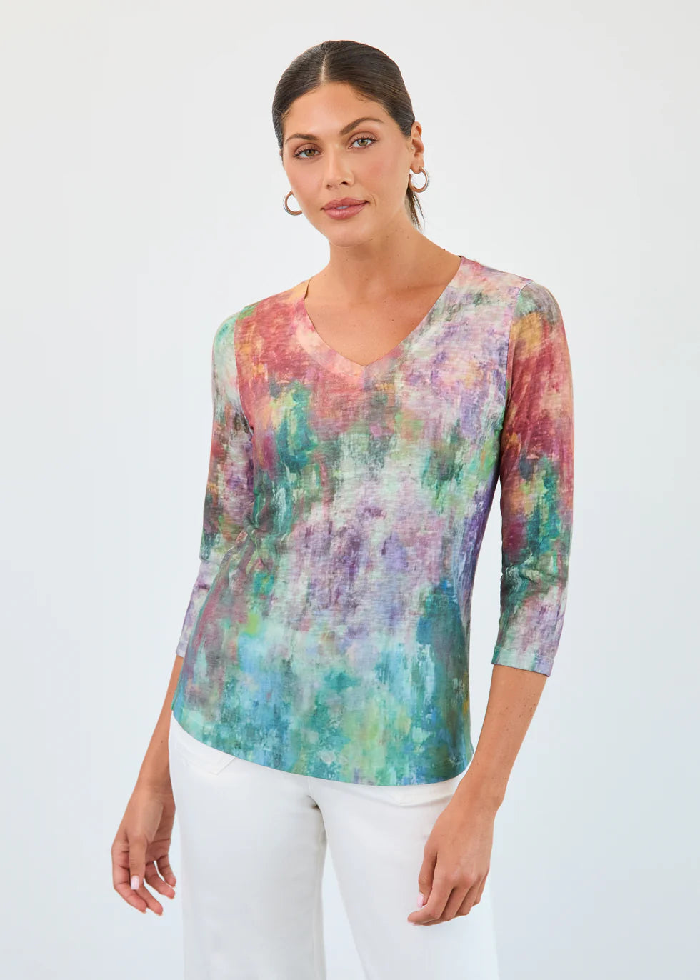 FDJ French Dressing 3/4 sleeve Floral Blur Top (3139451)