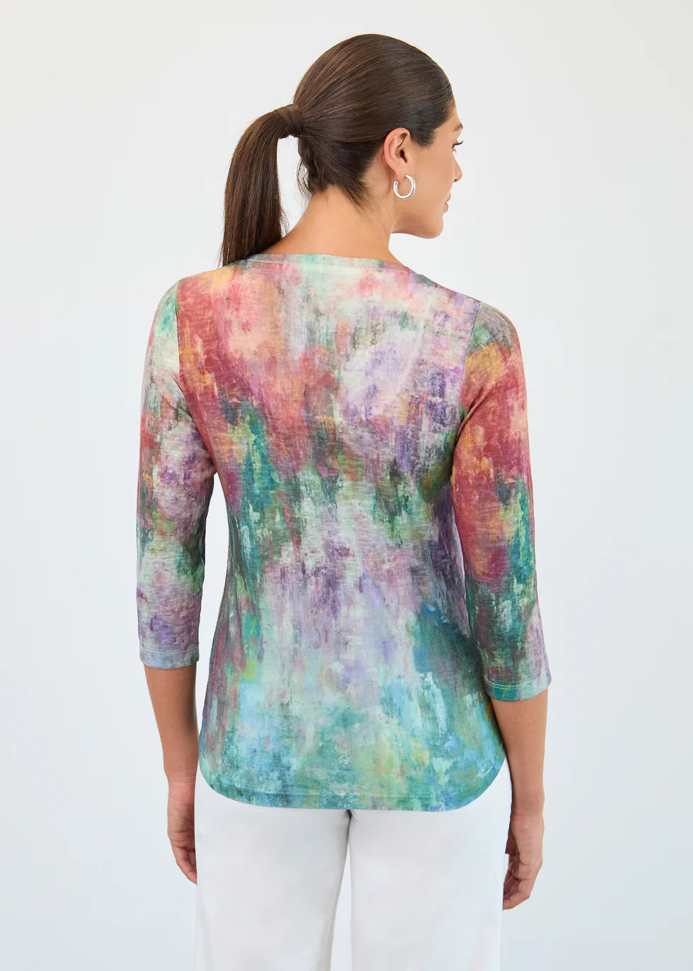 FDJ French Dressing 3/4 sleeve Floral Blur Top (3139451)