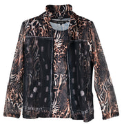 Damee Animal Print Mesh Jacket and Tank Twin Set  (31455-Brown)