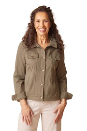 Stonewash Cotton Spandex Knit Jean Jacket (31520)(Umber)