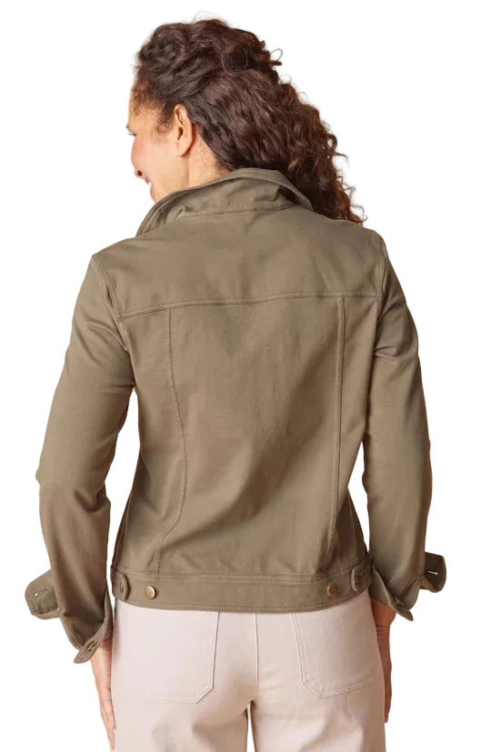 Stonewash Cotton Spandex Knit Jean Jacket (31520)(Umber)