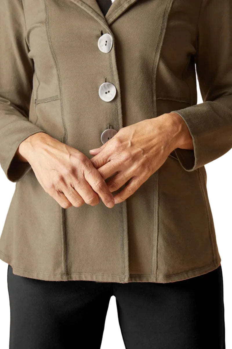 Habitat Stonewash Cotton Spandex Seamed Knit Blazer (31529) (Umber)