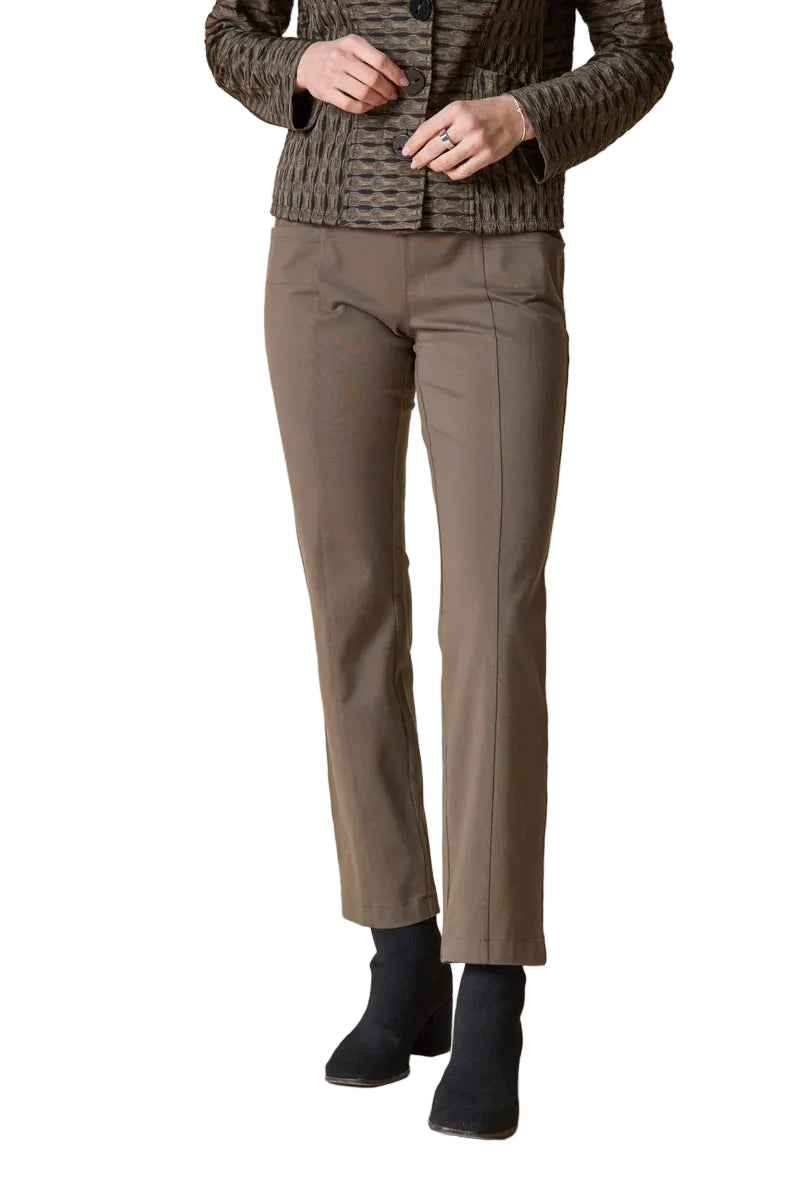 Olivia by Habitat Stonewash Cotton Spandex Seamed Pocket Pant (31561)(Umber)