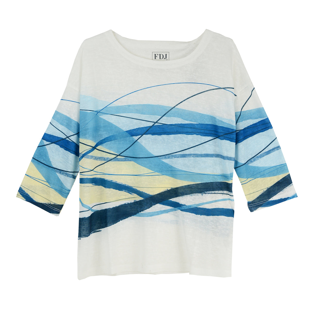 FDJ French Dressing Drop Shoulder Top (3157451) (Blue Abstract Wave)