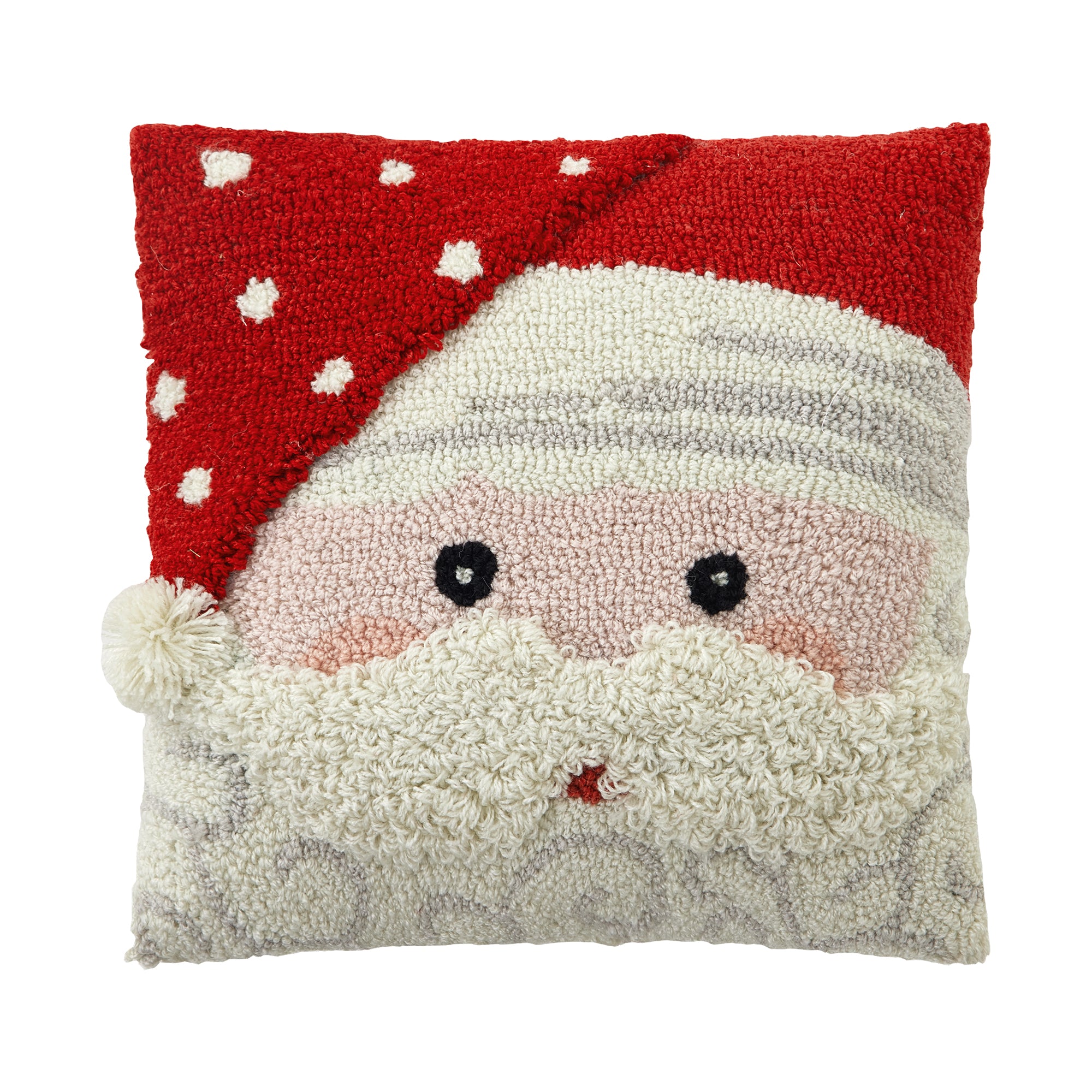 Peking Handicraft 3D Santa Face Polka Dot Hat Hook Pillow 14"